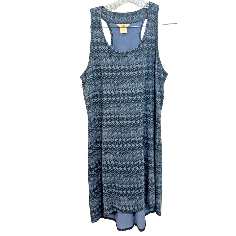 Ascend Womens Blue Geometric‎ Tribal Print Racerback High Low Tank Dress Size M